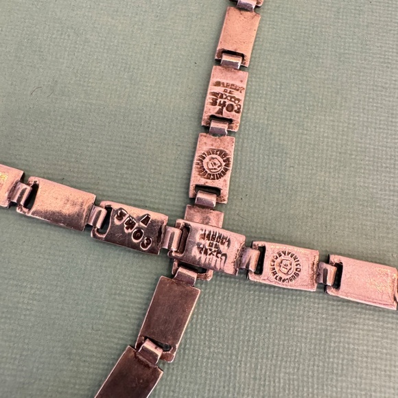 Margot de Taxco Mosaic Blue Enamel Sterling Silver Necklace and Bracelet Set - Picture 9 of 12